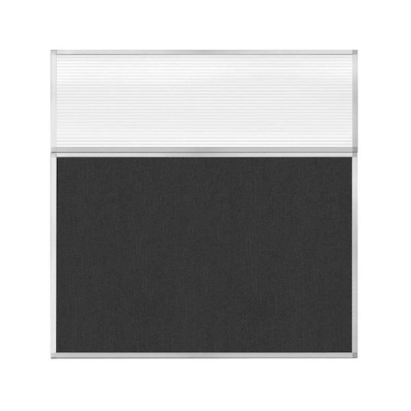 Hush Panel Configurable Cubicle Partition 6' x 6' W/ Window Black Fabric Clear Fluted Window